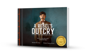 The cover of "A Rebel's Outcry" featuring a portrait of civil rights leader Sei Fujii